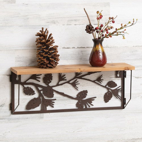 Pinecone Forest Metal & Wood Shelf - SALE