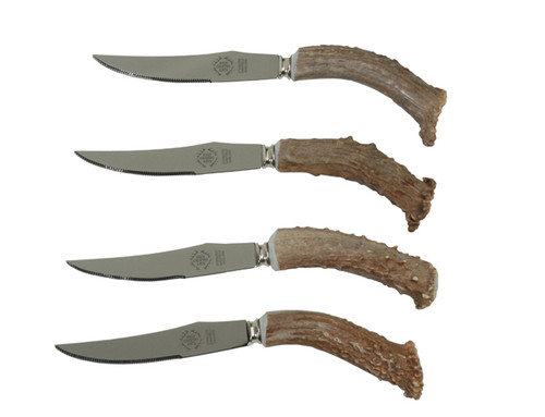 Antler Steak Knives w/Crown Handle