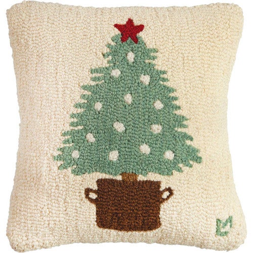 Potted Tree Hooked Wool Pillow