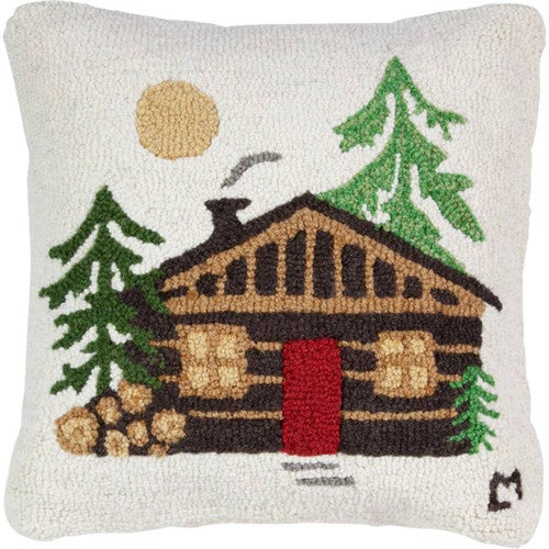 Woodland Cabin Hooked Wool Pillow - OUT OF STOCK UNTIL 07/03/2025