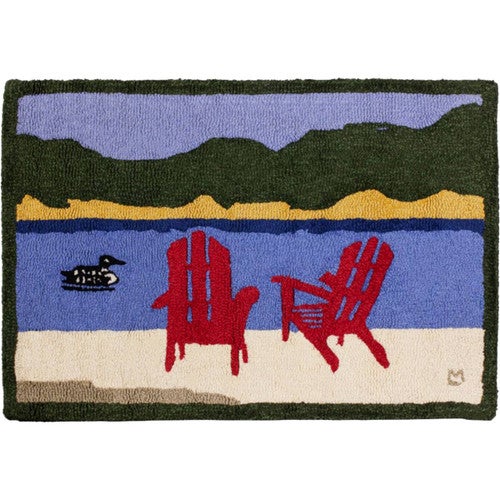 Lake Chairs Hooked Wool Rug