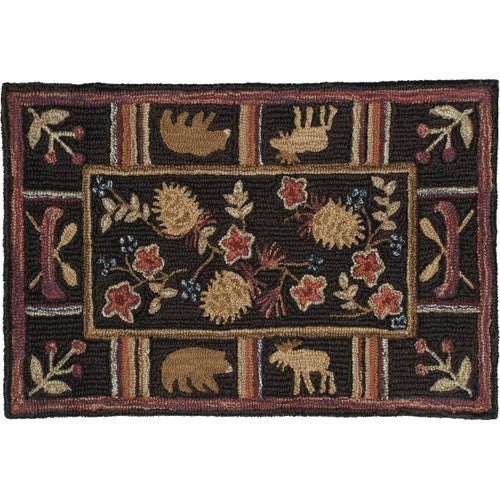 Canoe Bear & Moose Hooked Wool Rug - OUT OF STOCK UNTIL 07/03/2025