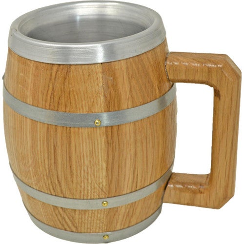 Oak Beer Mug with Stainless Steel Interior