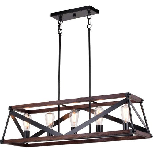 Lubbock Wood Cage Linear Chandelier