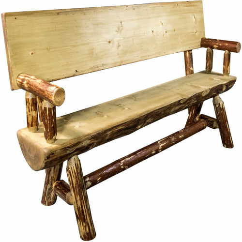 Cascade Half Log Benches - Stained Finish