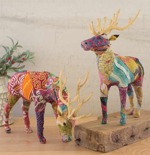 Kantha Covered Deer Desktop Decor - Set of 2 - OUT OF STOCK UNTIL 06/26/2025
