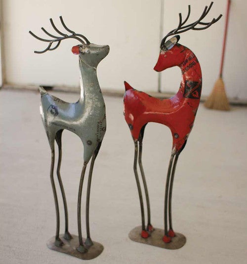Recycled Iron Deer Desktop Decor - Set of 2