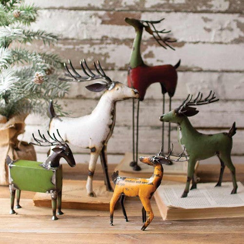 Recycled Metal Deer Desktop Decor - Set of 5