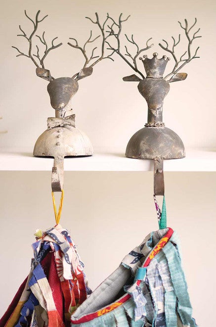 Metal Deer Stocking Holders - Set of 2