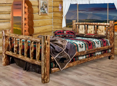 Cascade Bed with Laser Engraved Bear Design - King
