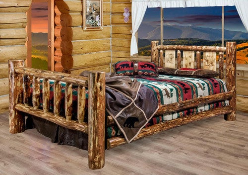 Cascade Bed with Laser Engraved Bear Design - Twin