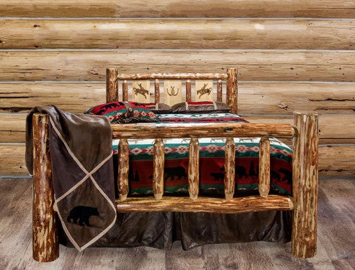 Cascade Bed with Laser Engraved Bronc Design - Full