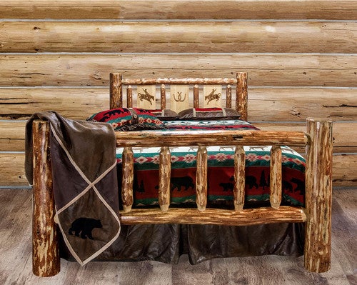 Cascade Bed with Laser Engraved Bronc Design - King
