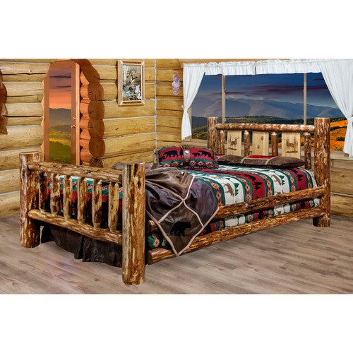 Cascade Bed with Laser Engraved Elk Design - Full