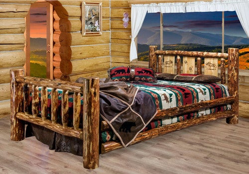 Cascade Bed with Laser Engraved Moose Design - Cal. King