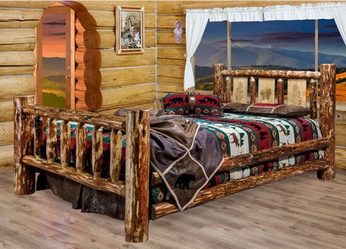 Cascade Bed with Laser Engraved Pine Tree Design - King