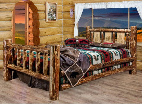 Cascade Bed with Laser Engraved Pine Tree Design - Full