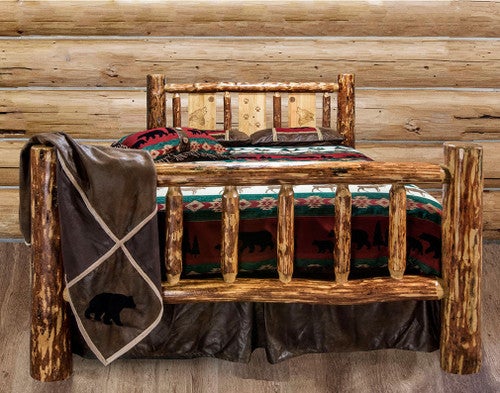 Cascade Bed with Laser Engraved Wolf Design - Full