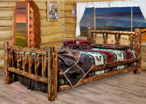 Cascade Bed with Laser Engraved Moose Design - Full