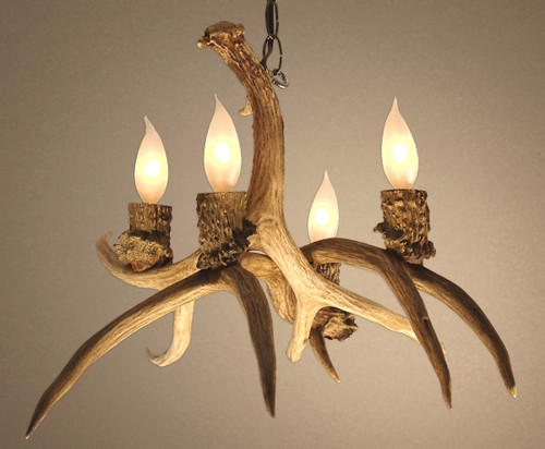Real Mule Deer Four Light Chandelier