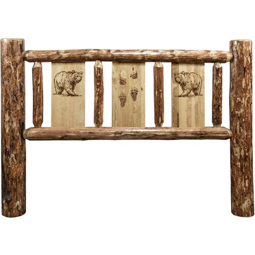 Cascade Headboard with Laser Engraved Bear Design - Queen