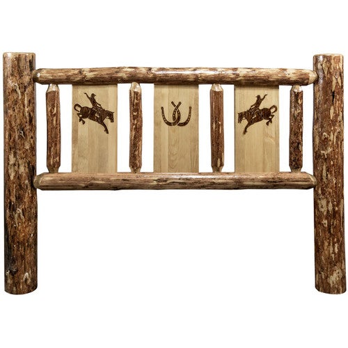 Cascade Headboard with Laser Engraved Bronc Design - Cal. King
