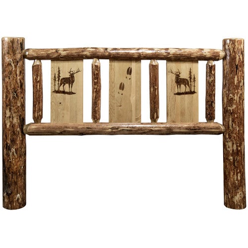 Cascade Headboard with Laser Engraved Elk Design - King
