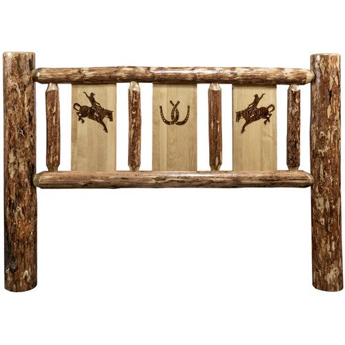 Cascade Headboard with Laser Engraved Bronc Design - Queen