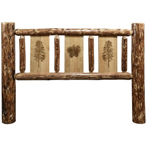 Cascade Headboard with Laser Engraved Pine Tree Design - Twin