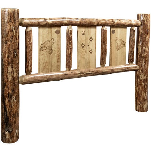 Cascade Headboard with Laser Engraved Wolf Design - Cal. King