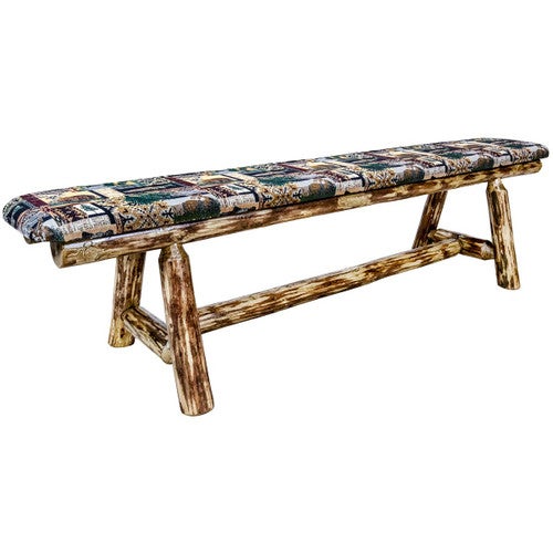 Cascade 6 Foot Upholstered Plank Style Bench - Woodland