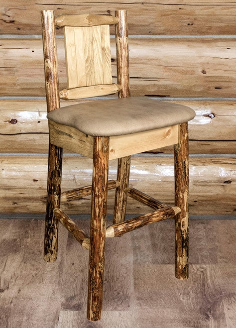 Cascade Barstool with Buckskin Upholstery and Back - Elk