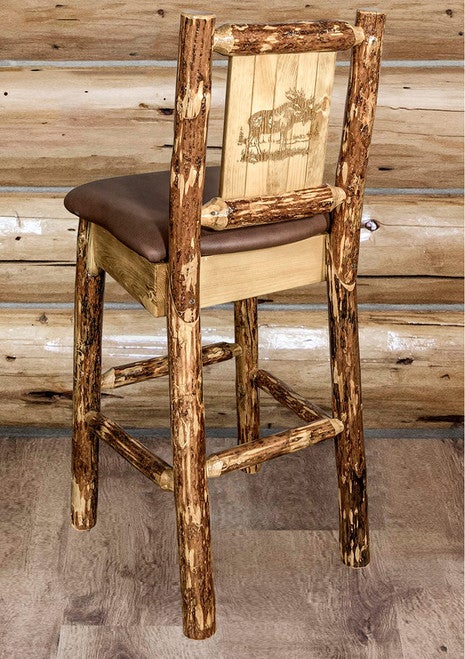 Cascade Barstool with Saddle Upholstery and Back - Moose