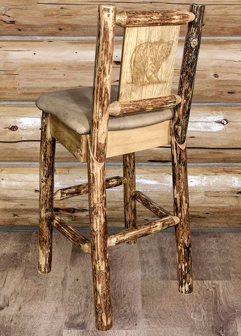 Cascade Barstool with Buckskin Upholstery and Back - Bear