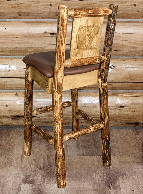 Cascade Barstool with Saddle Upholstery and Back - Bear