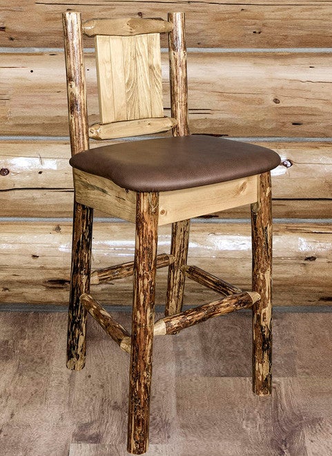 Cascade Barstool with Saddle Upholstery and Back - Wolf