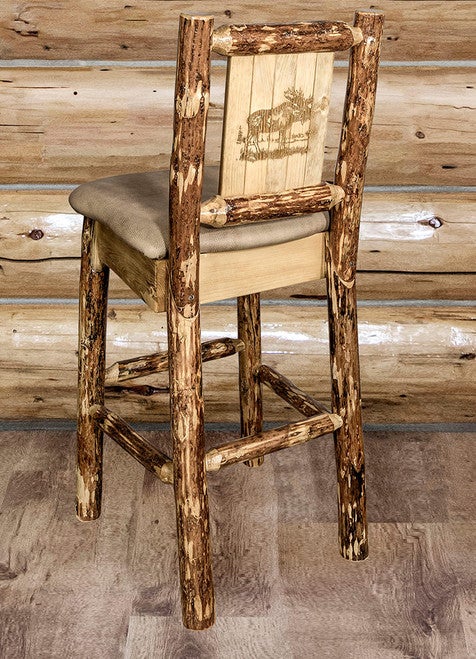 Cascade Counter Stool with Buckskin Upholstery and Back - Moose