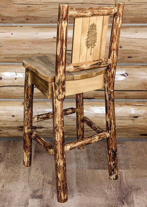 Cascade Counter Stools with Back - Pine Tree