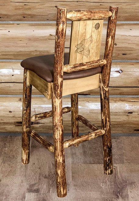 Cascade Counter Stool with Saddle Upholstery and Back - Wolf