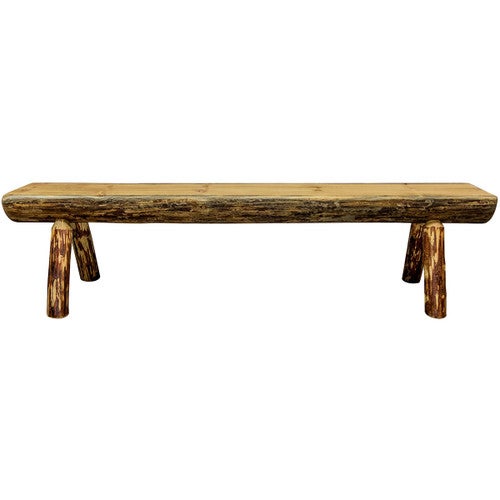 Cascade Half Log Bench with Stain Finish - 6 Foot