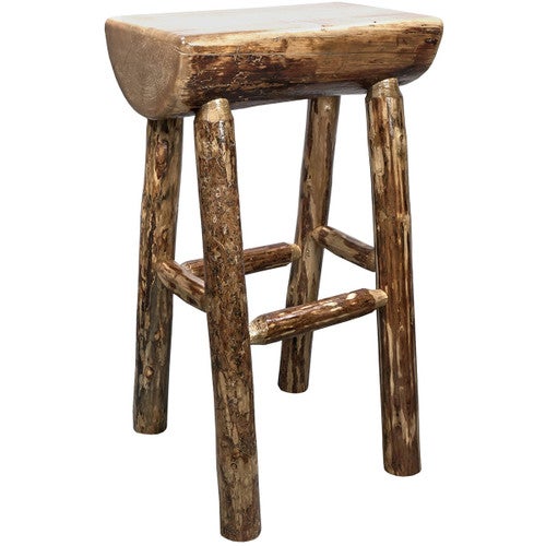 Cascade Counter Height Half Log Barstool with Stained Finish