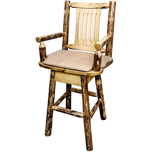 Cascade Captain's Upholstered Swivel Counter Stool with Back - Buckskin