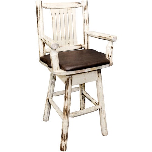Asheville Captain's Swivel Barstool - Saddle Upholstery