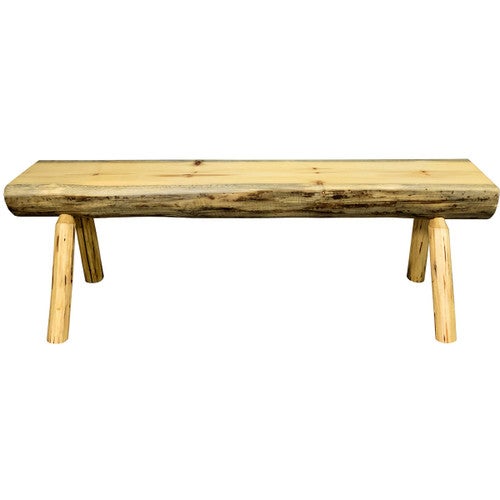 Asheville Outdoor Half Log Bench - 4 Foot