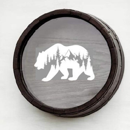 Wine Barrel Cork Holder - Bear Scene