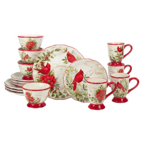 Christmas Cardinal Dinnerware Set - 16pcs