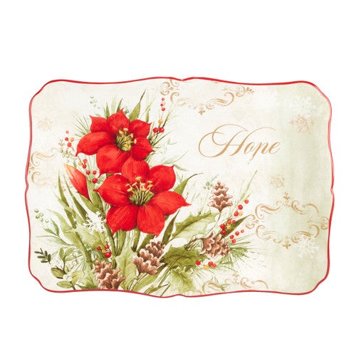 Christmas Cardinal Rectangular Platter - 14 x 10