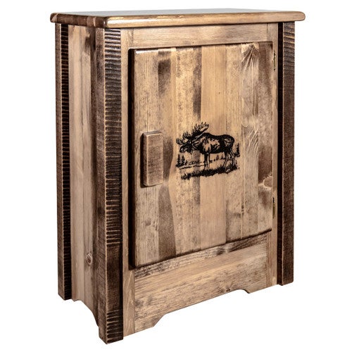 Denver Cabinet with Engraved Moose - Right Hinged