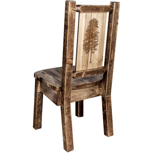 Denver Side Chair with Engraved Pine Tree