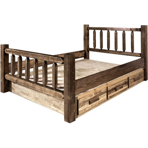 Denver Bed with Storage - Queen - Stained & Lacquered